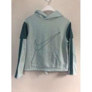 NIKE Sweatshirt Girl's Youth XL, Dri-Fit Hoodie Aqua Teal Big Swoosh Logo Pocket